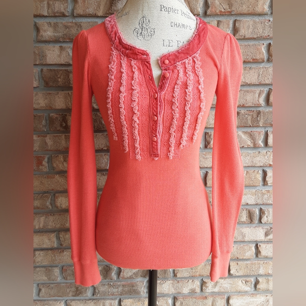 Free People Long Sleeve Thermal Knit Top.